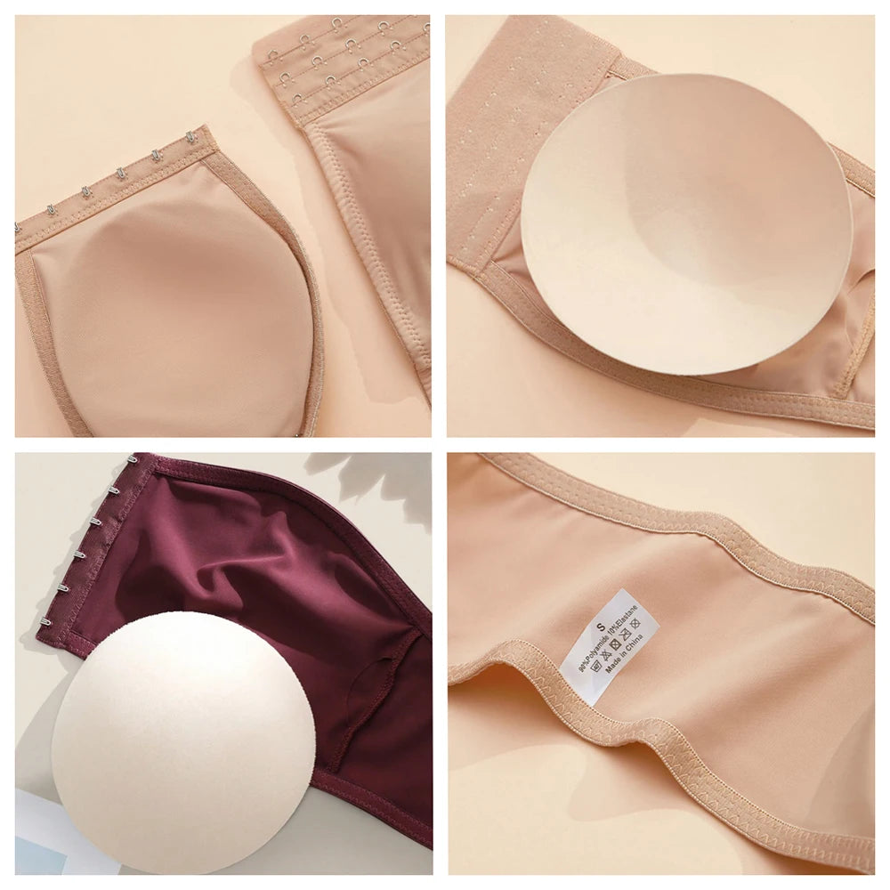 Women's Plus Size Strapless Front Closure Push Up Bralette Strapless Bralette Babs
