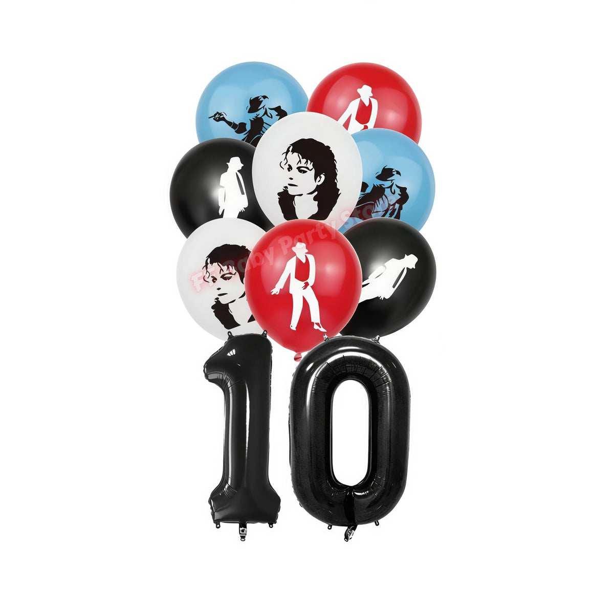 MJ Pop King Birthday Party Decorations – Balloon, Banner & Topper Party Decoration Set Babs 17pcs Number-10