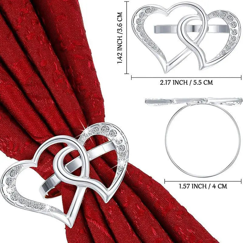 Golden Heart Metal Napkin Rings Set, 2pcs – Table Décor Napkin Rings Set Babs