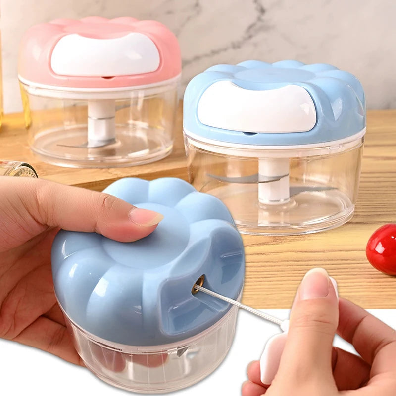 Manual Pull-String Vegetable Chopper with Container | Hand Mincer Manual Food Chopper Babs