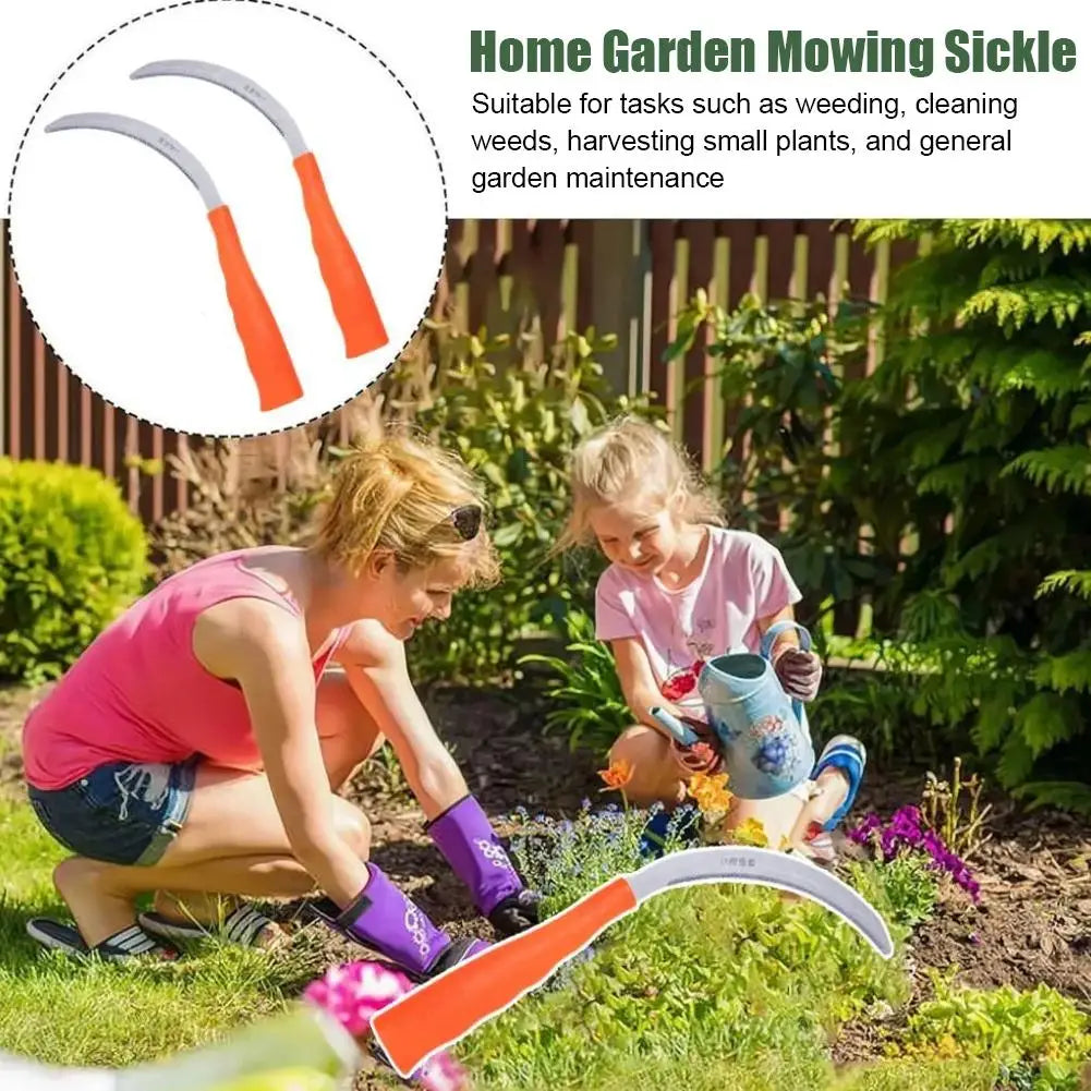 Stainless Steel Weeding Sickle Wooden Handle – Serrated Garden Tool Garden Weeding Sickle Babs