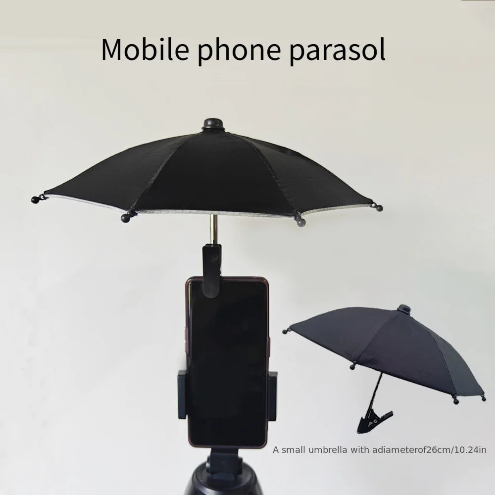 Mini Phone Sun Shade Umbrella – 26cm Clip-On Parasol Phone Sun Shade Babs
