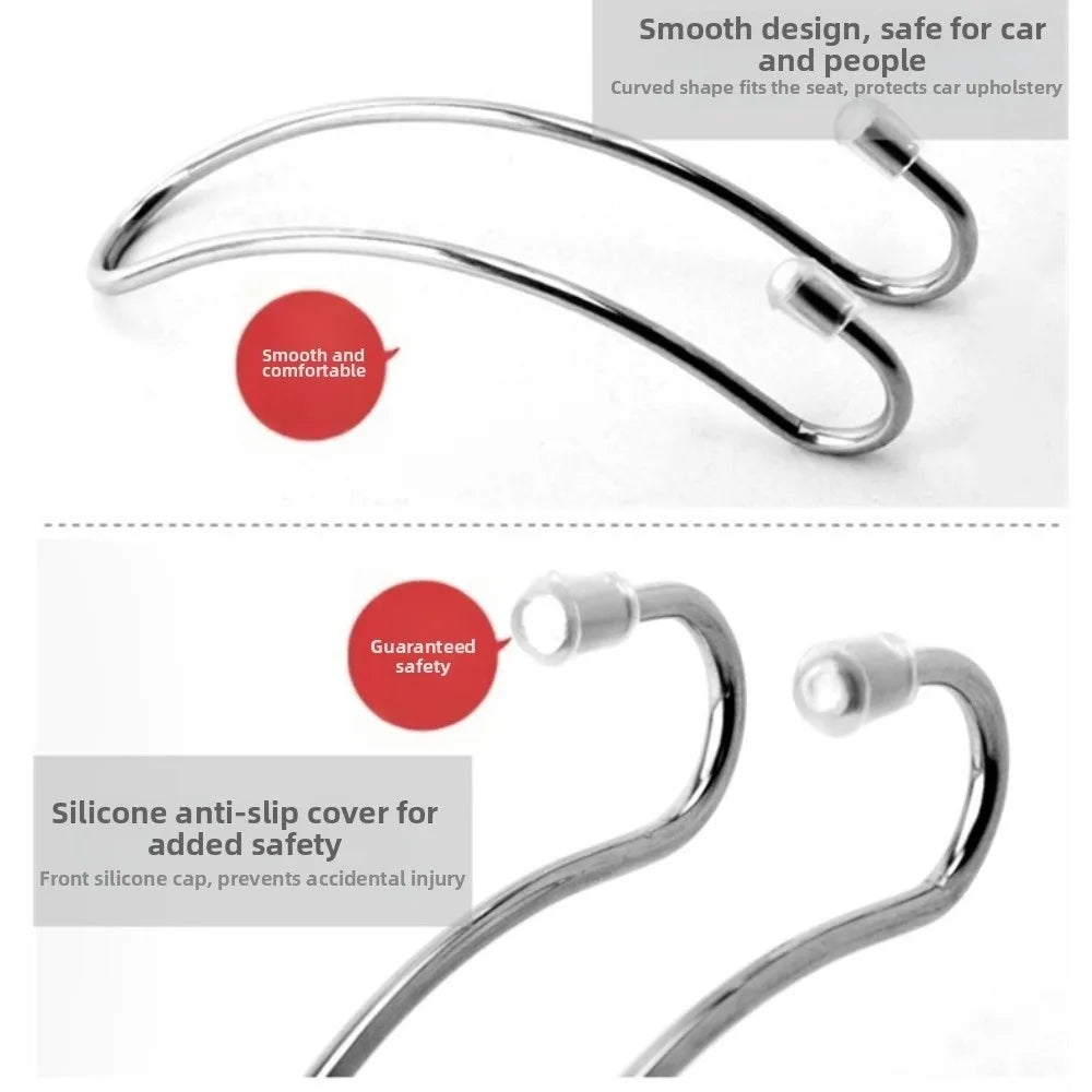 10-Pack Stainless Steel Car Headrest Hooks – Bag Holder Car Seat Hook Babs