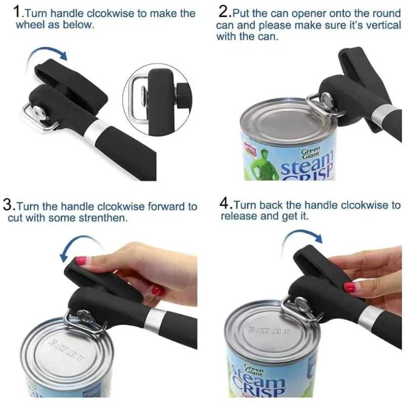 Smooth Edge Can Opener – Safe Cut Food-Grade Stainless Steel Can Opener Babs