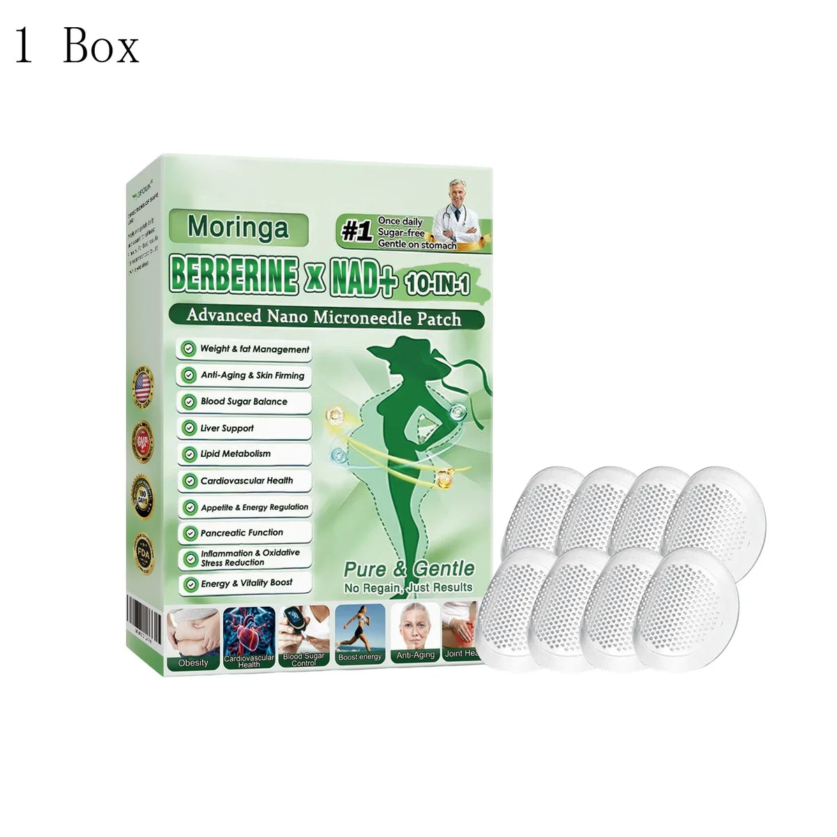 10-in-1 Nano Microneedle Patches – Firming & Moisturizing (7 Pcs) Microneedle Skin Patch Babs 1 Box One Size
