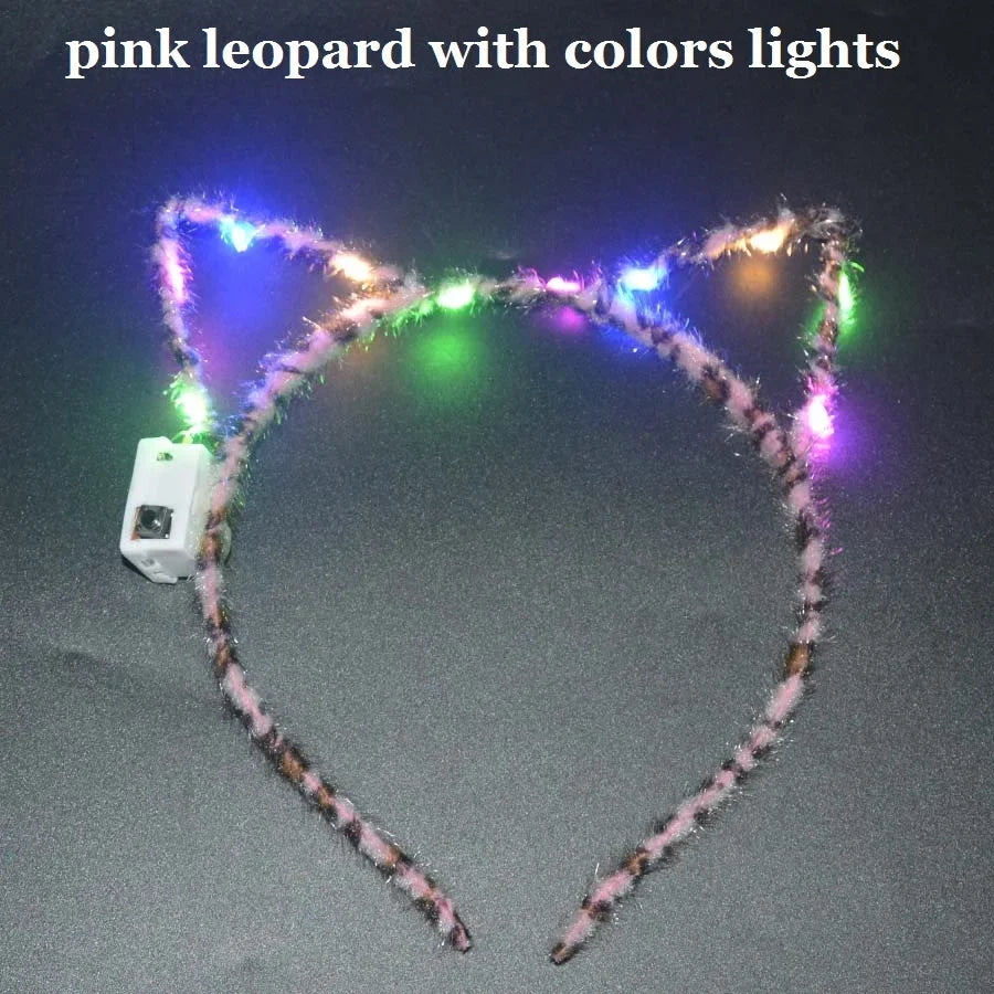 LED Flashing Cat & Fox Ears Headband – Glowing Party Hair Hoop