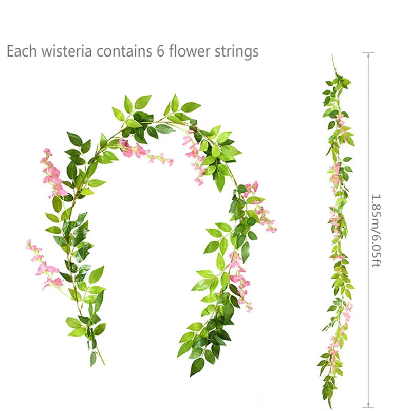 1.85M Wisteria Artificial Vine Garland – Silk Faux Flower Décor Artificial Flower Garland Babs