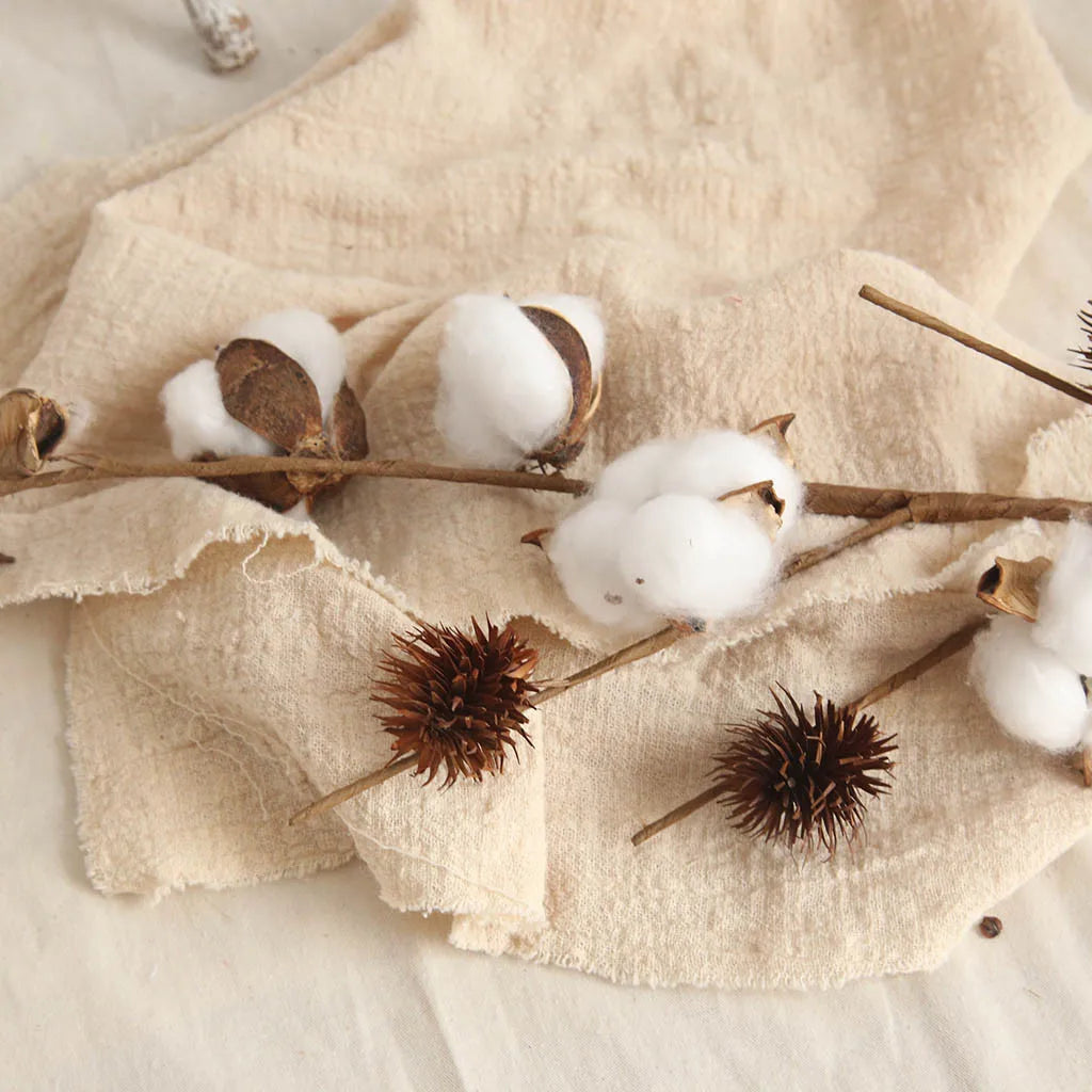 Artificial Cotton Branch Stems 4 Heads 49cm – Floral Decor Artificial Flower Stem Babs