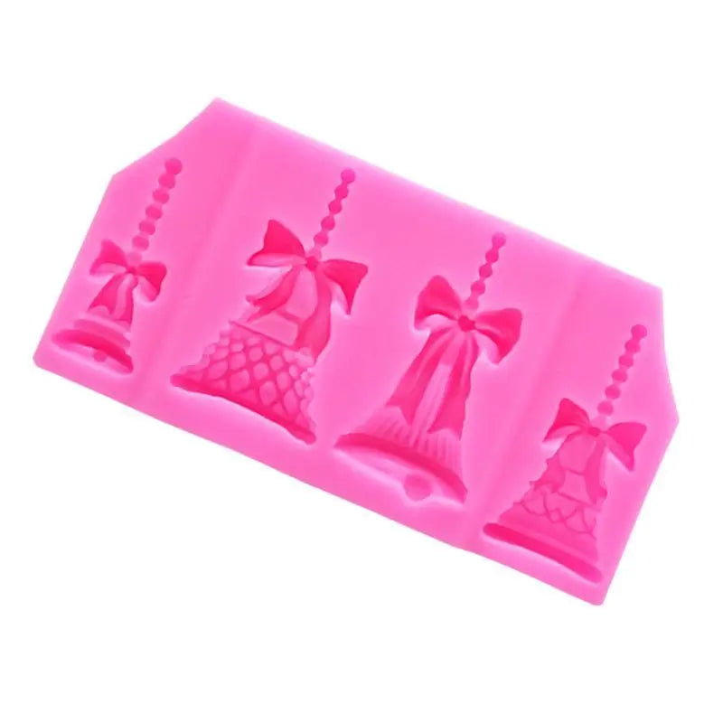 Christmas Bells Bow Silicone Mold – Resin Fondant Gumpaste Silicone Craft Mold Babs Pink