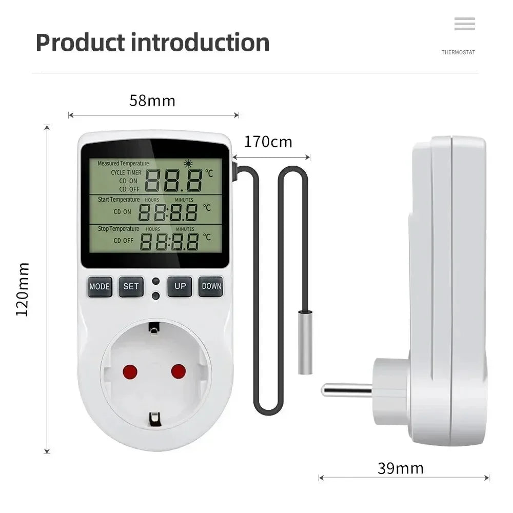 Digital Thermostat Socket with Timer – Heating & Cooling Thermostat Controller Socket Babs