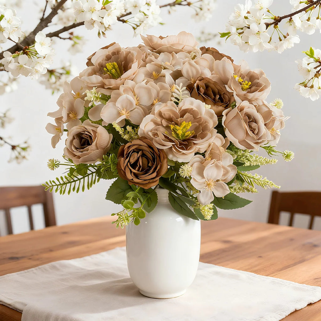 Artificial Silk Peony Hydrangea Bouquet – Wedding & Home Décor Artificial Flower Bouquet Babs