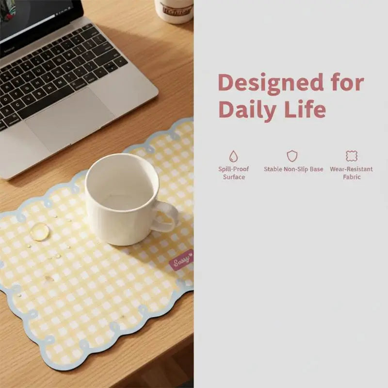 Large Checkered Mouse Pad Pink Blue – PVC Desk Mat | HUXUAN Extended Desk Mat Babs