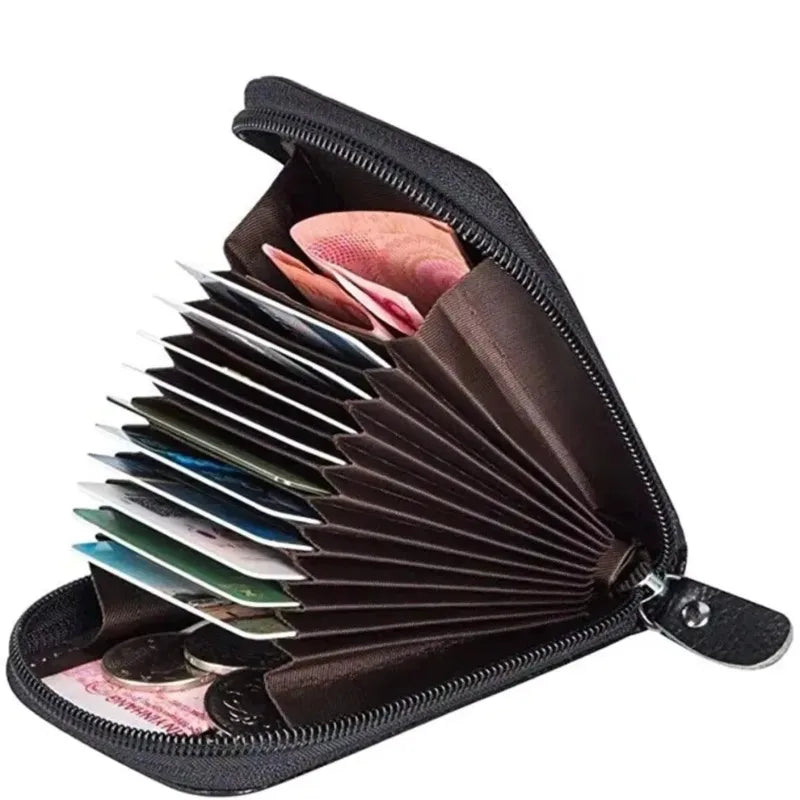 HOMEFISH Korean Zipper Card Wallet – Leather Organizer Bag Card Organizer Wallet Babs
