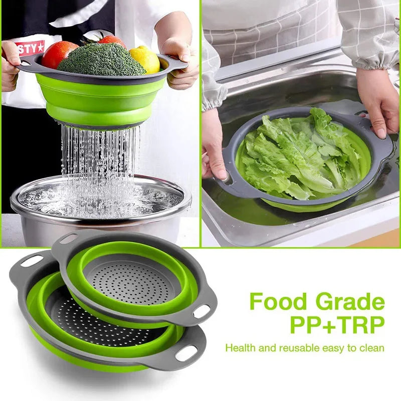 Collapsible Silicone Colander Basket – Fruits & Vegetables Collapsible Colander Babs