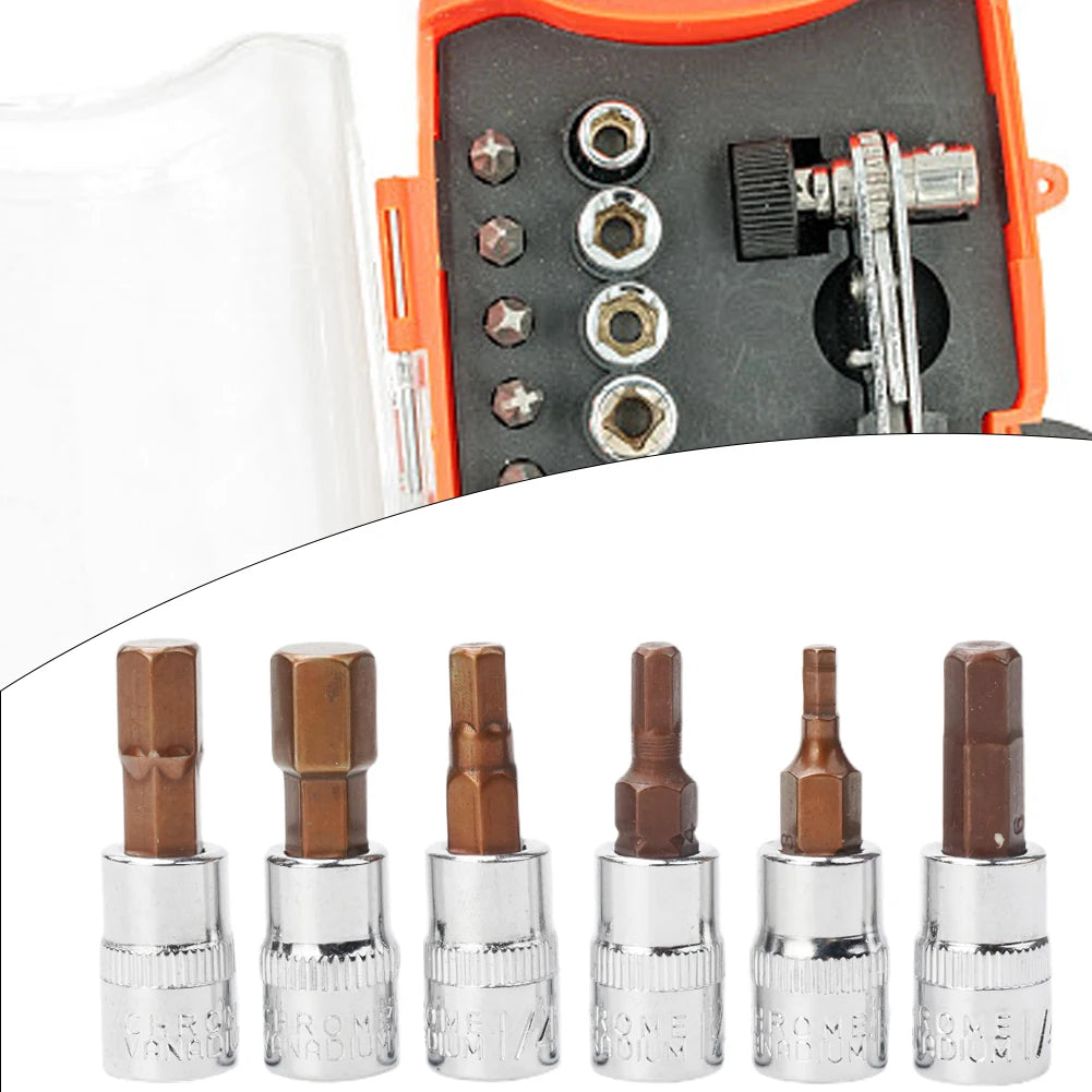 6-Piece 1/4" Hex Screwdriver Bit Set H3-H8 | Chrome Vanadium Steel Screwdriver Bit Set Babs