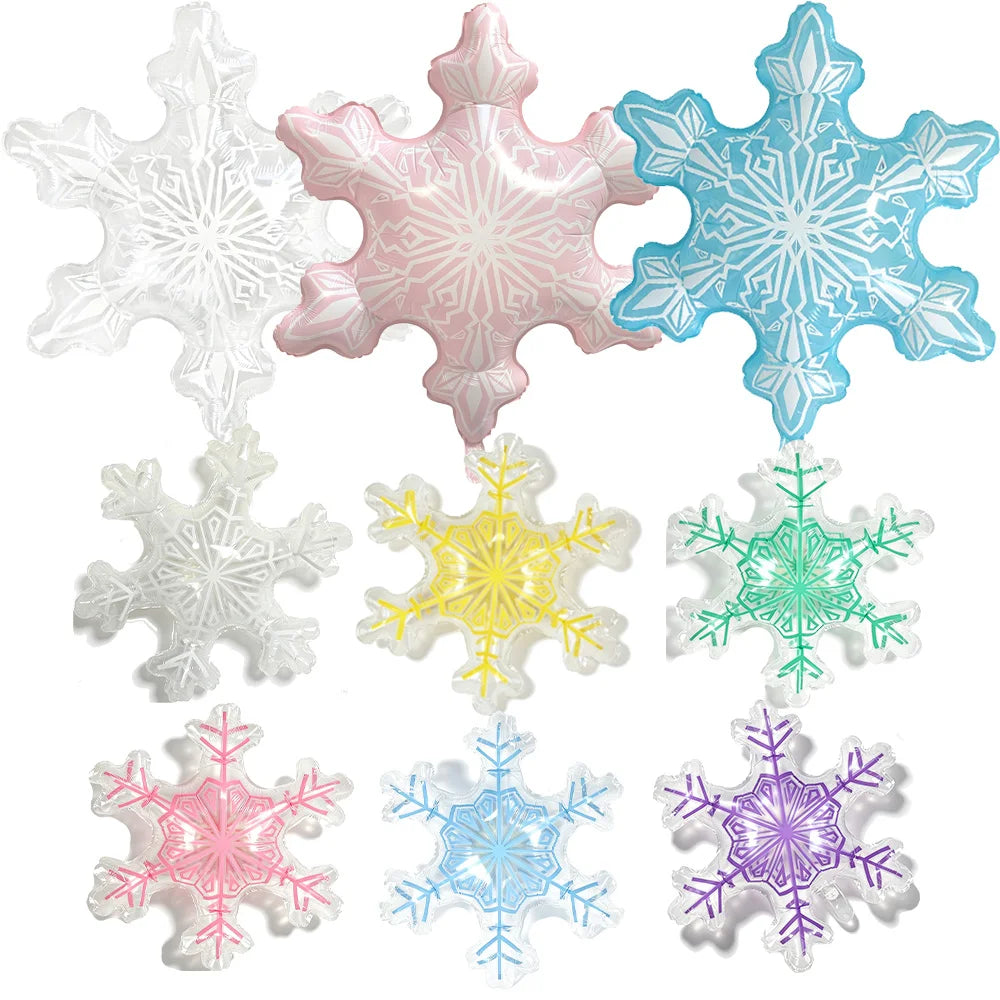 Snowflake Foil Balloons – White Pink Blue Party Décor Foil Party Balloons Babs