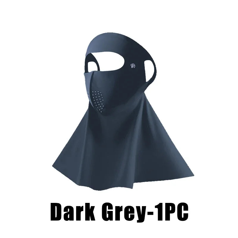 UPF50+ Ice Silk Sun Protection Mask & Neck Scarf – Anti-UV Sun Protection Mask Babs Dark Grey 1PC