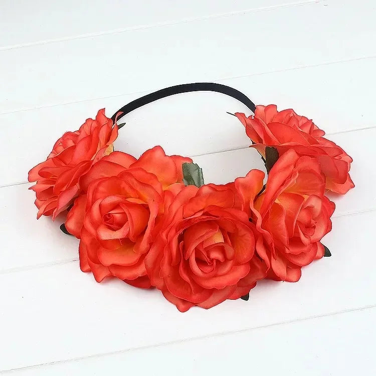 10-Pack Rose Flower Headband Wreath – Wedding & Party Set Floral Wreath Headband Babs 11