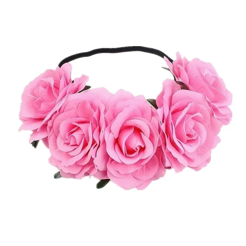 Rose Floral Wreath Crown Headband – Bridal & Party Hair Accessory Floral Hair Crown Babs