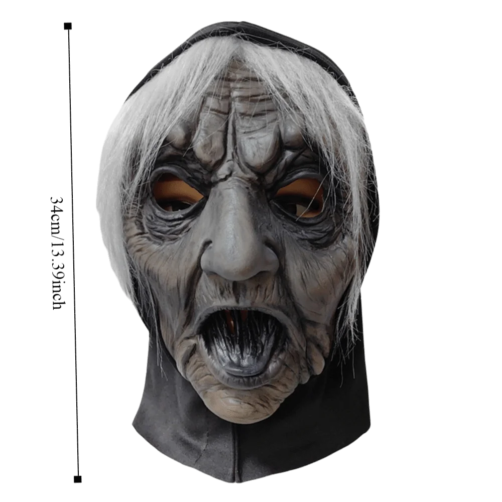 Latex Halloween Witch Mask – Full Face Grimace Cosplay Prop Halloween Costume Mask Babs