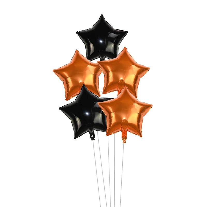 5-Pack 18" Gold Silver Foil Star Balloons – Party Decoration Foil Party Balloons Babs Halloween set 18inch