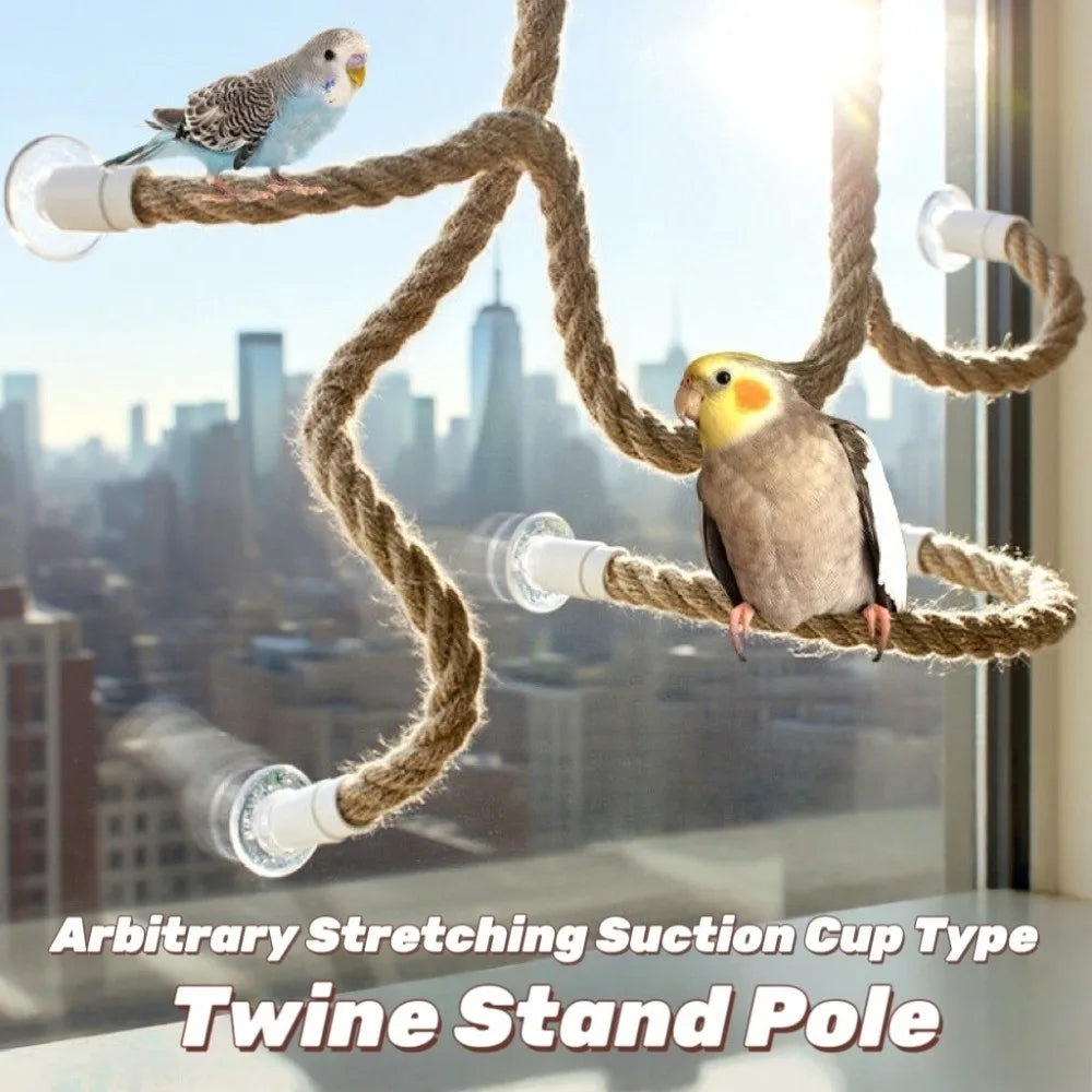 Bendable Linen Rope Bird Perch with Suction Cup – 4 Sizes Bird Perch Babs