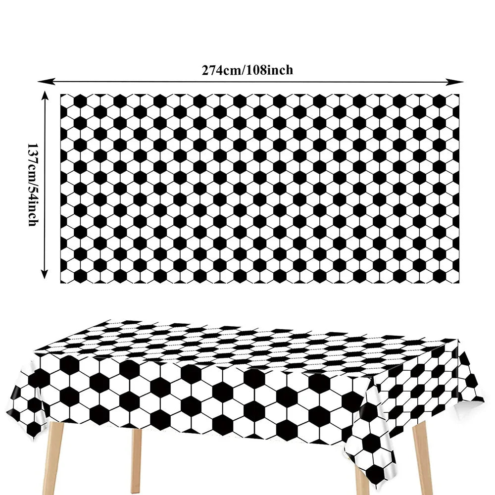 Soccer Football Party Supplies – Plates, Cups, Napkins & Runner Party Tableware Set Babs tablecloth B