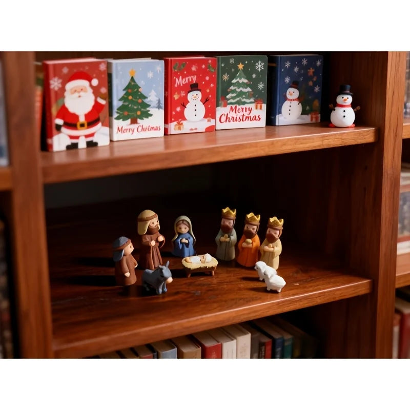 Handmade Mini Christmas Nativity Trough Set – Hand Painted Gift Christmas Nativity Set Babs