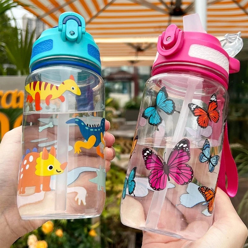 Kids Straw Water Bottle – Leakproof, BPA-Free with Carry Handle Kids Water Bottle Babs