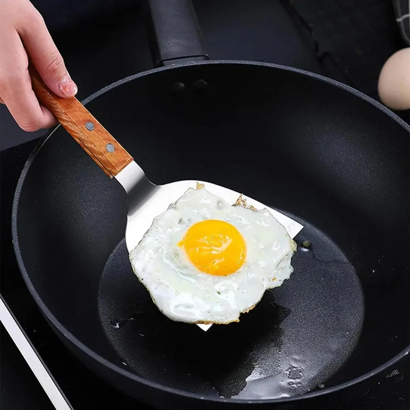Stainless Steel Cooking Spatula Wood Handle – BBQ & Kitchen Cooking Spatula Babs Default Title