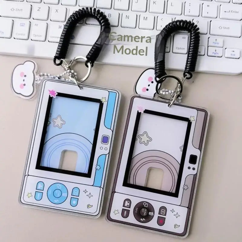 Camera-Shaped Acrylic Photocard Holder with Coil Lanyard Photocard Holder Babs