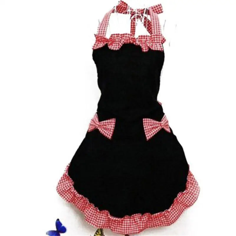 Women's Vintage Bib Apron Dress – Bowknot, Pocket, Canvas Kitchen Apron Dress Babs