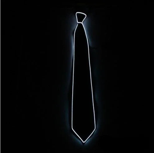 LED Light Up Necktie – Neon Glow Tie for Rave & Party LED Glow Necktie Babs WHITE