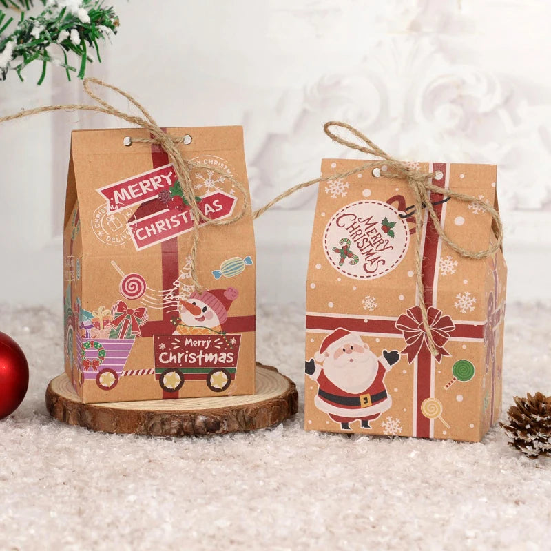 Christmas Kraft Paper Candy Gift Boxes – Santa House Design Holiday Gift Boxes Babs