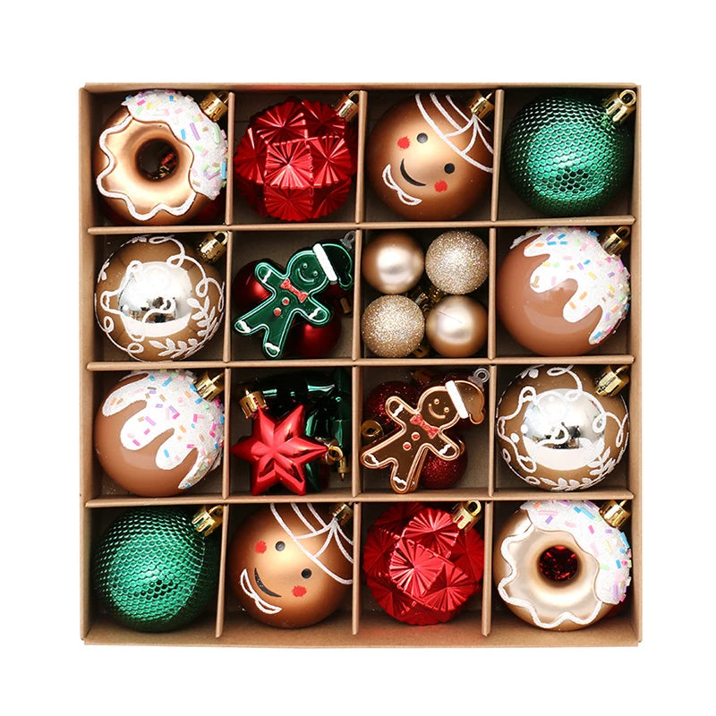 42Pcs Christmas Ball & Gingerbread Man Tree Ornaments Set Christmas Tree Ornaments Babs