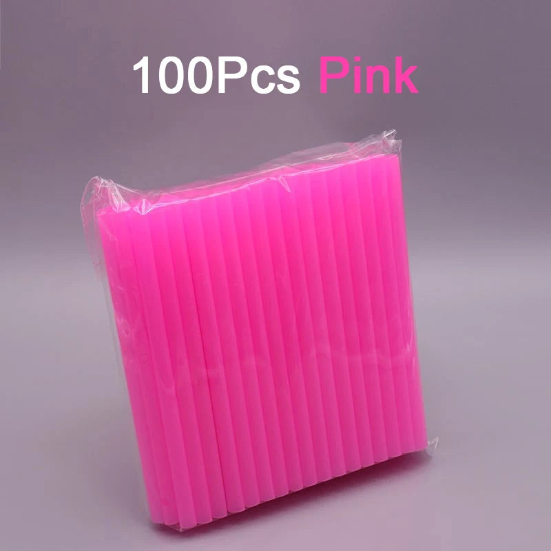 100pcs Wide Plastic Straws for Bubble Tea, Milkshake & Cocktails Disposable Drinking Straws Babs 100PCS Pink