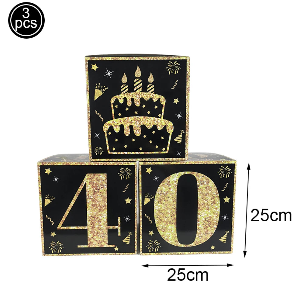 40th Birthday Party Decorations – Black & Gold Tableware Set