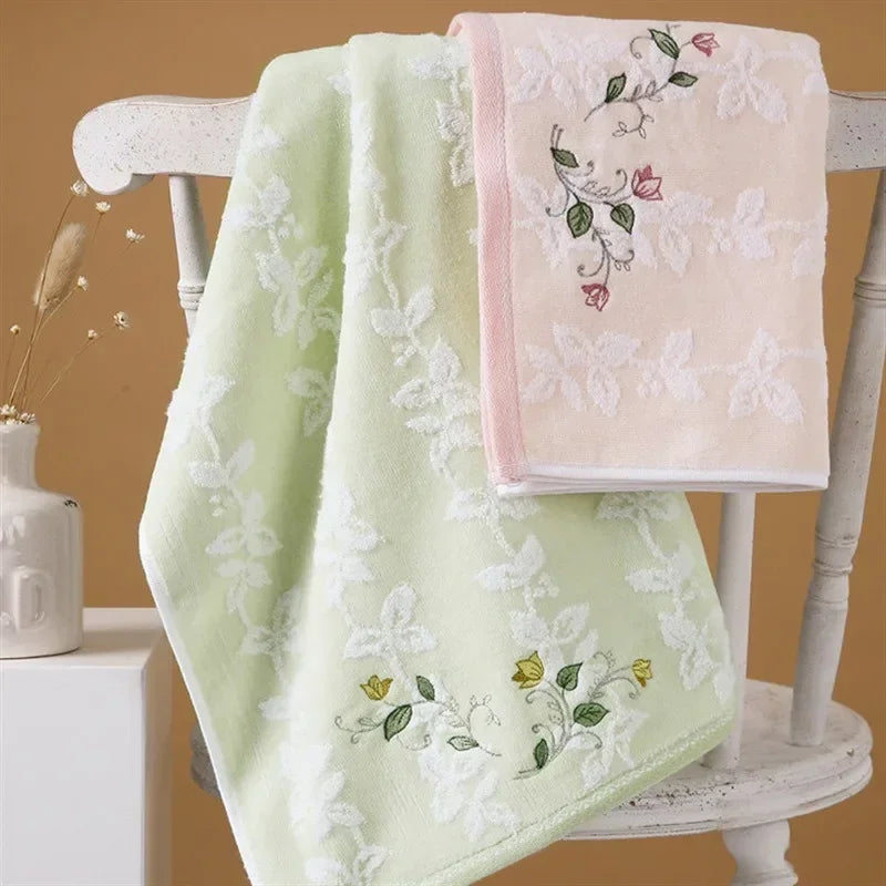 Embroidered 100% Cotton Face Towel 68x34cm – Soft & Quick-Dry Cotton Face Towel Babs