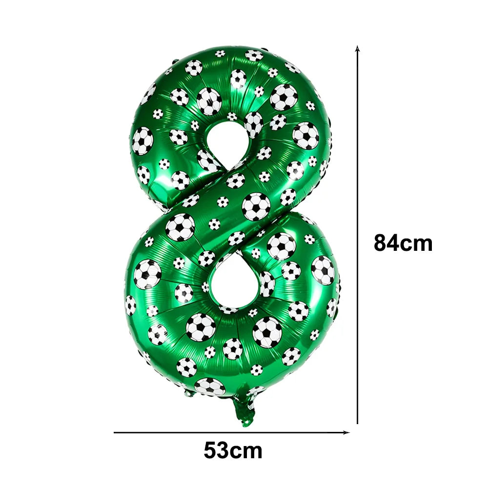 Green Soccer Number Foil Balloons Set 0-9 | Football Party Decor Party Foil Balloons Babs A number-8 As pictures show