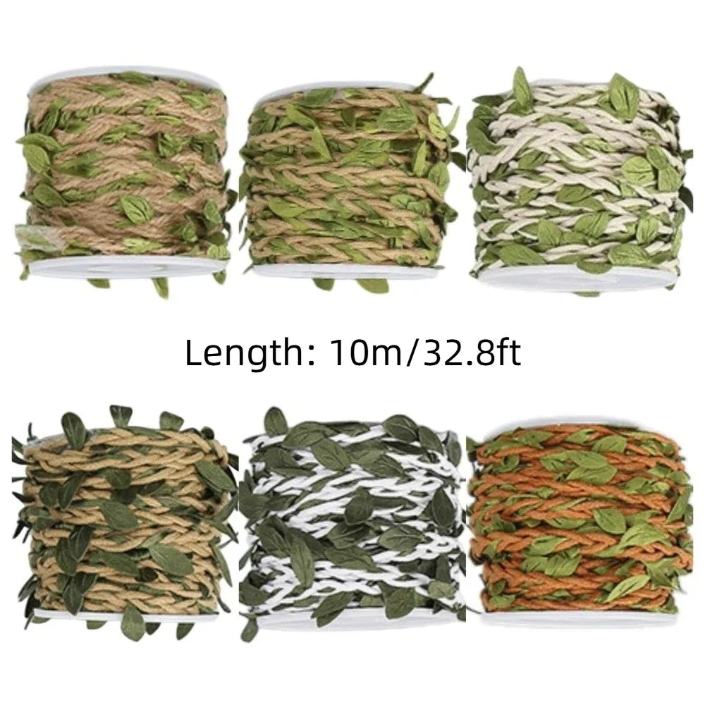 10M Boho Jute Rope Vine – DIY Burlap Leaf Ribbon Decor Decorative Craft Ribbon Babs