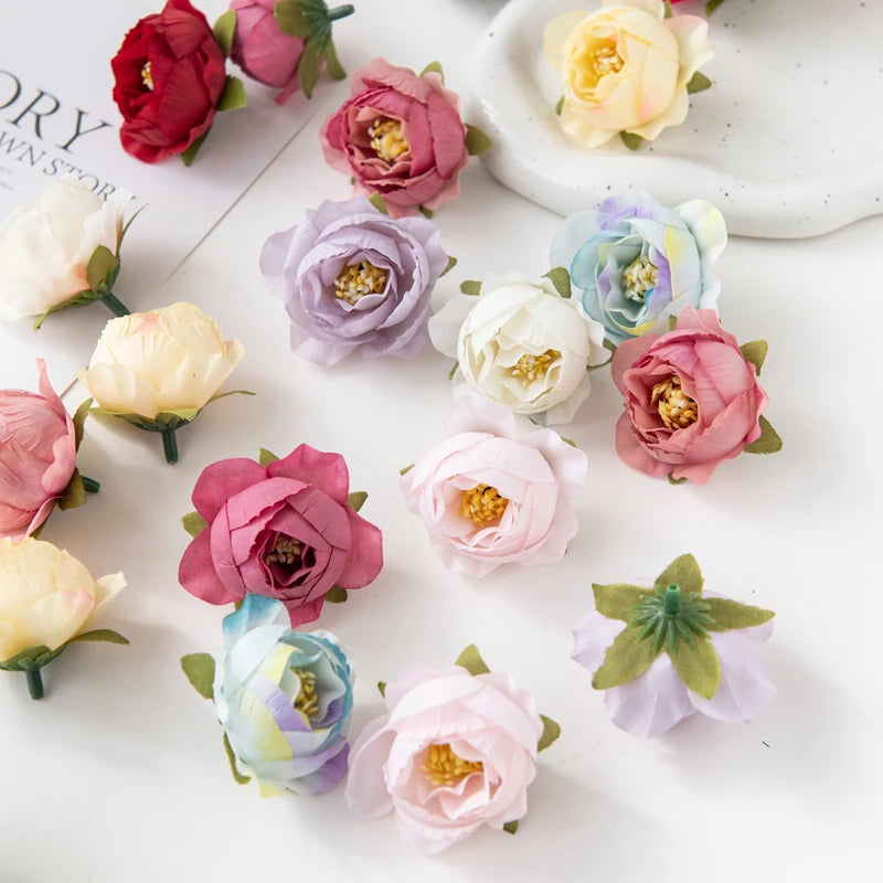 50/100Pcs Silk Artificial Rose Flowers – Multicolor DIY Craft Decor Artificial Silk Flowers Babs MULTI 50 pcs
