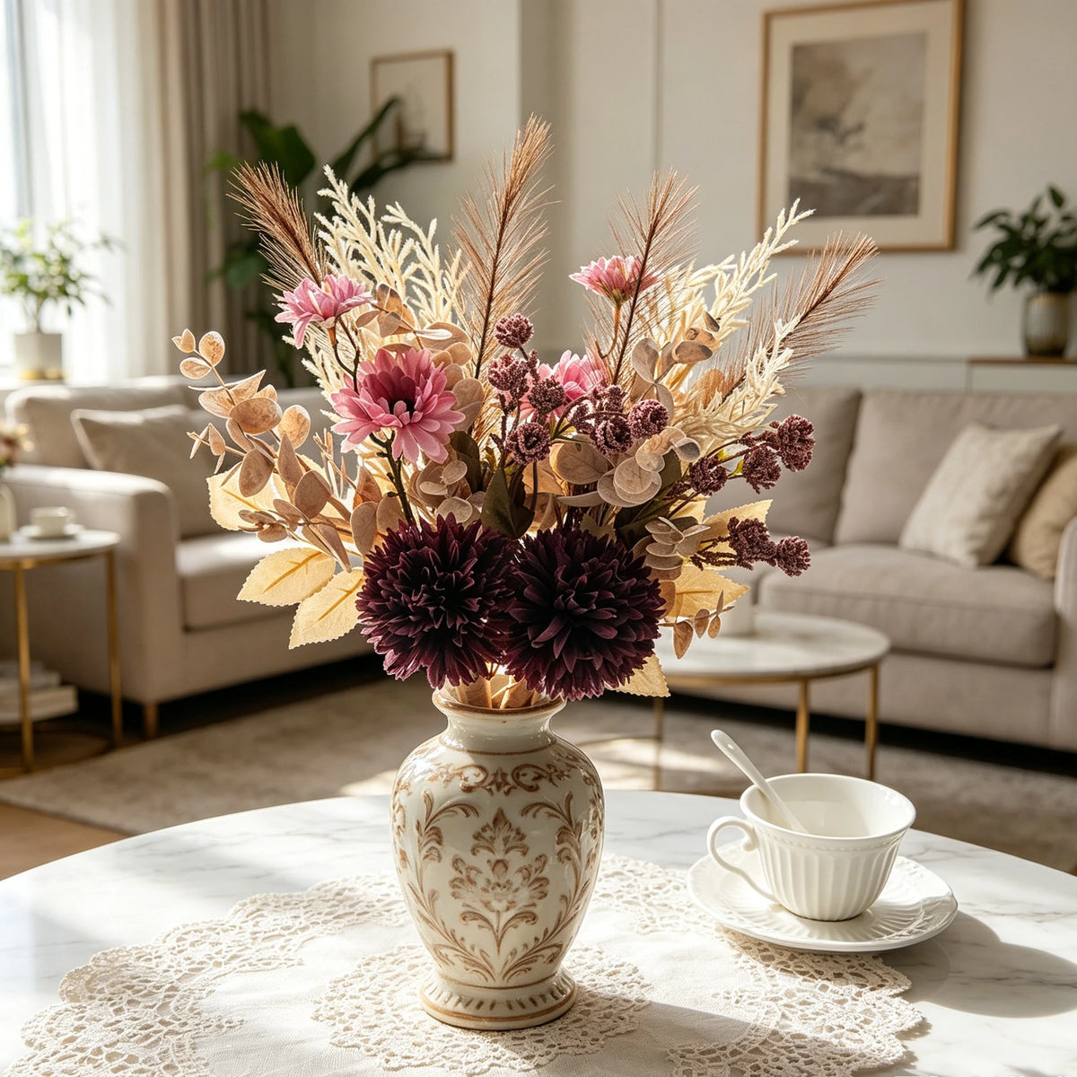 Artificial Silk Chrysanthemum Bouquet – Wedding & Home Décor Artificial Flower Bouquet Babs