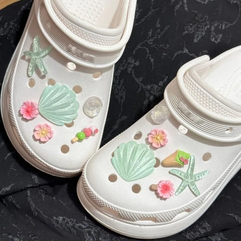Shell Starfish Cherry Blossom Shoe Charms – Pink & Mint DIY Shoe Charms Babs
