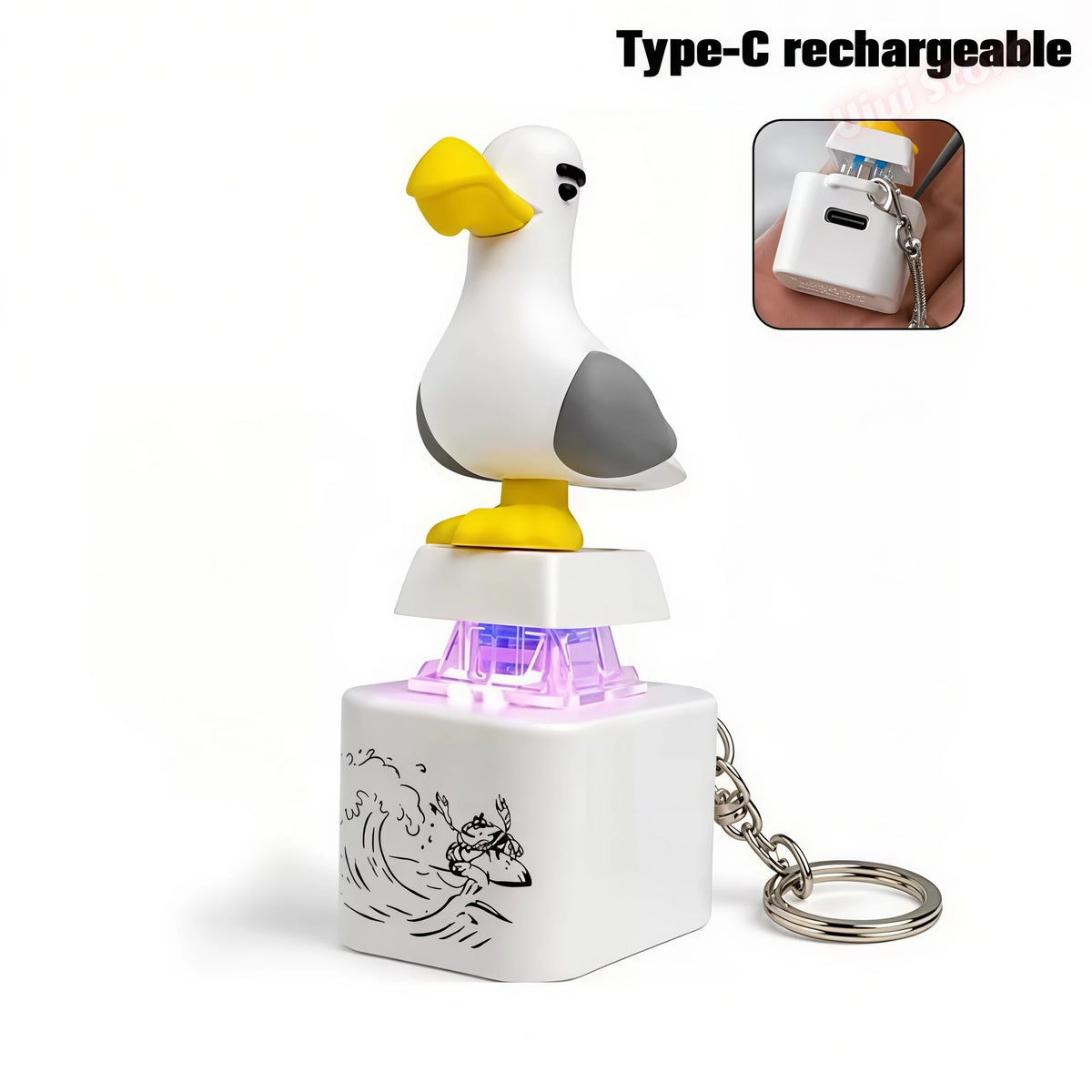 Funny Seagull Sound Keychain – Novelty Press & Squawk Gift Novelty Sound Keychain Babs Type-C rechargeable 2pcs