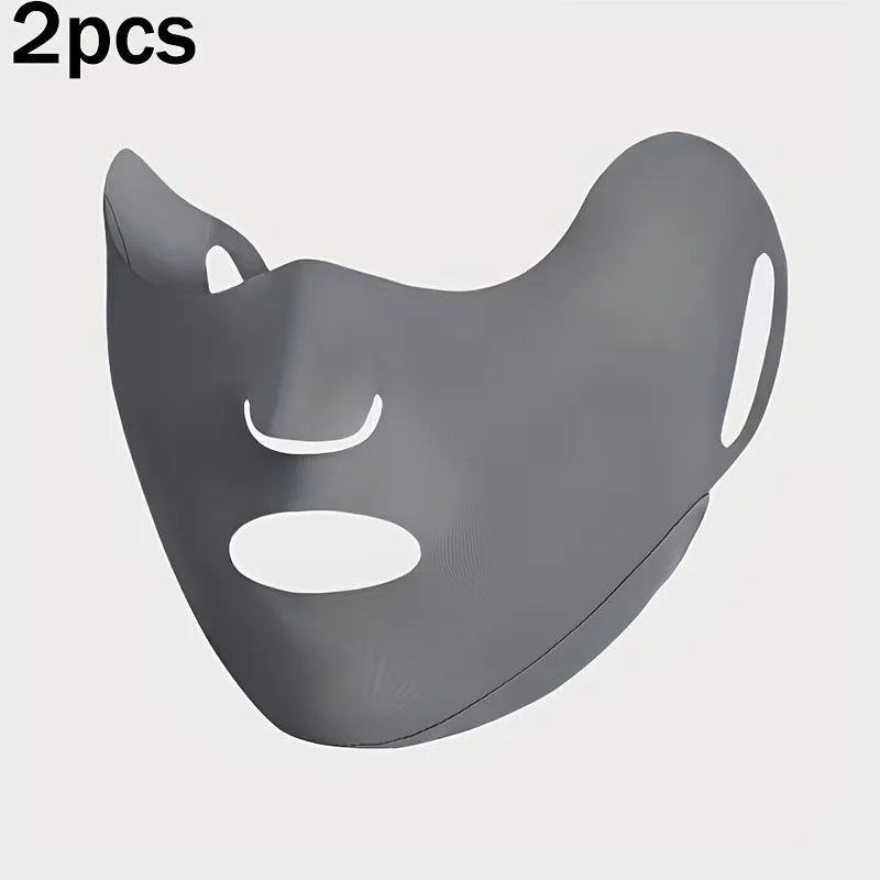 2pcs Ice Silk Face Mask UV Protection Breathable Headscarf Unisex Ice Silk Face Mask Babs GRAY