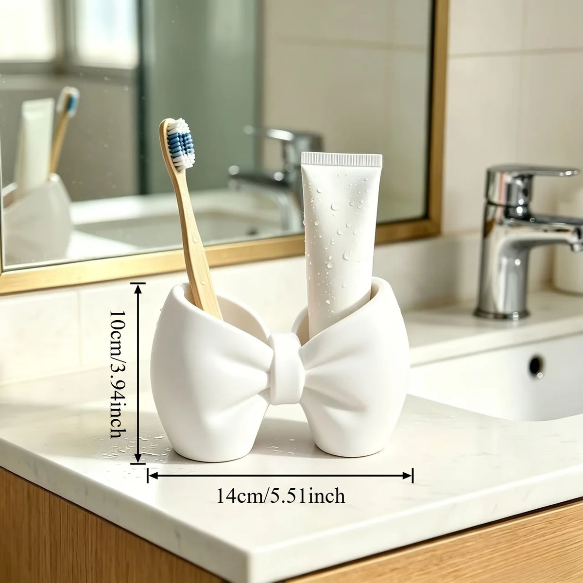 Bow-Shaped Toothbrush & Pen Holder – Cute Plastic Organizer Toothbrush Holder Babs