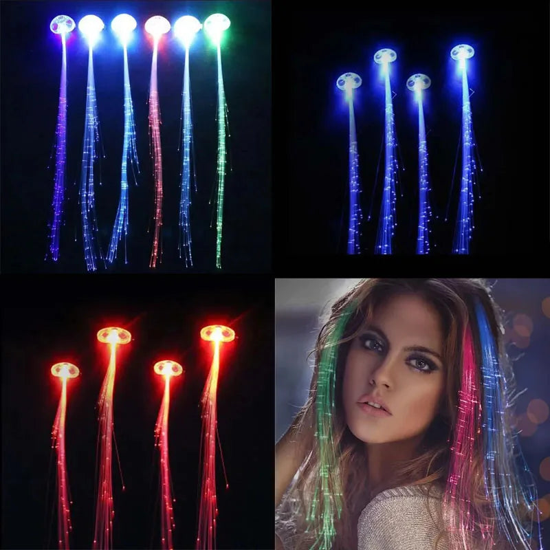 60pcs LED Fiber Optic Hair Clips – Glowing Braid Accessories LED Hair Accessories Babs