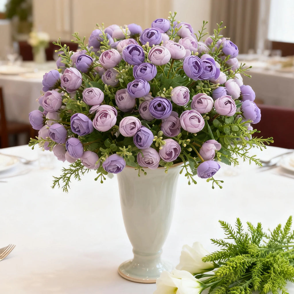 Artificial Silk Rose Tea Bud Bouquet – Wedding & Home Decor Artificial Flower Bouquet Babs