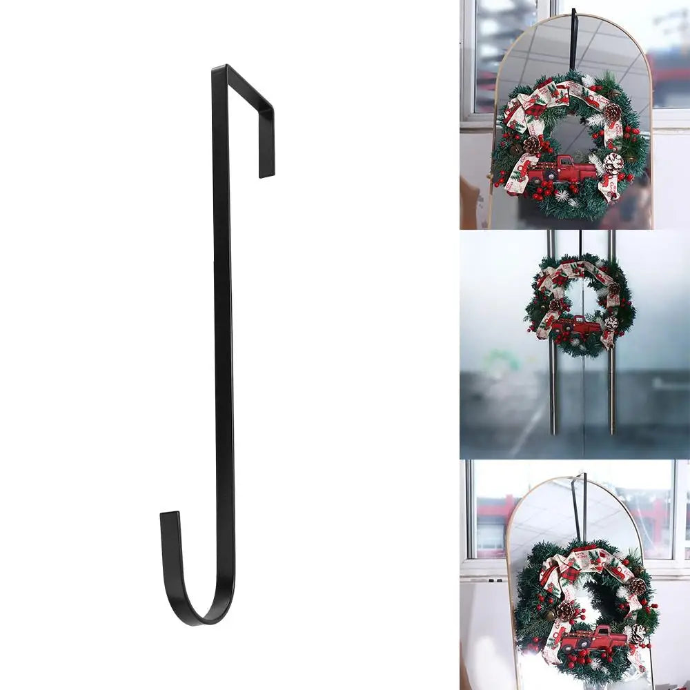 Front Door Wreath Hanger 12/15" Carbon Steel Metal Hook Black Wreath Door Hanger Babs