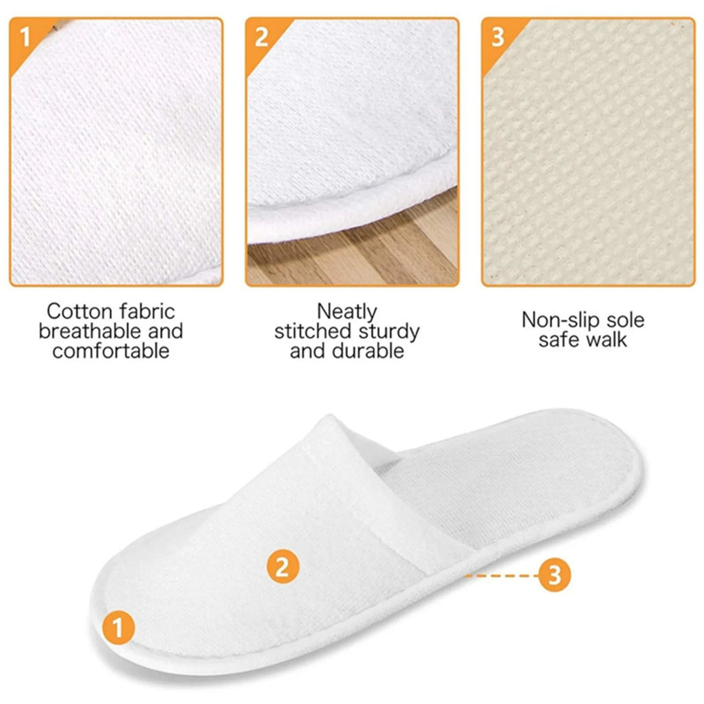 Disposable Plush Spa Slippers – Closed-Toe, 5/10/20 Pairs Disposable Slippers Babs